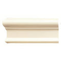 Cream-colored smooth surfaced crown molding with classic profile county white victoria left hand corner piece