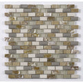 Cream Glass, Stone, Metal & Pearl Mix Mini Brick Mosaic – detail view 2