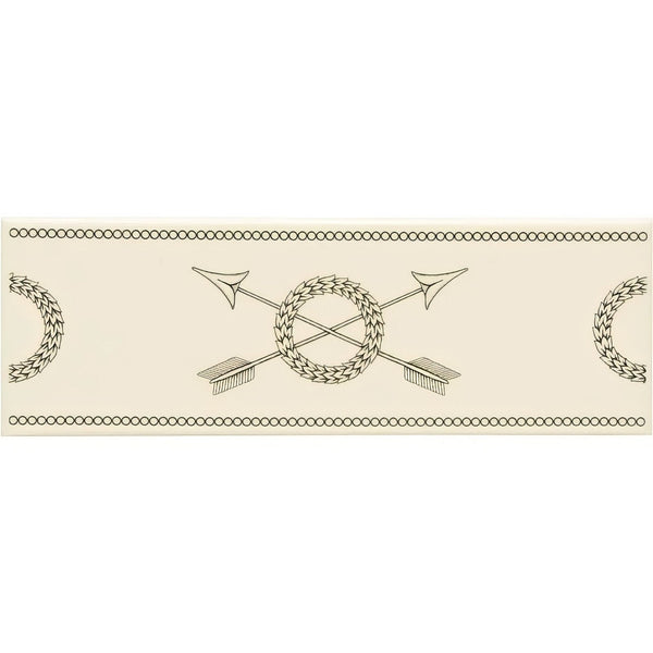 Crossed Arrows Border Charcoal Grey on County White