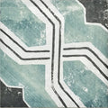 Cuba porcelain Iberia plate with abstract geometric black and white lines on a textured teal background