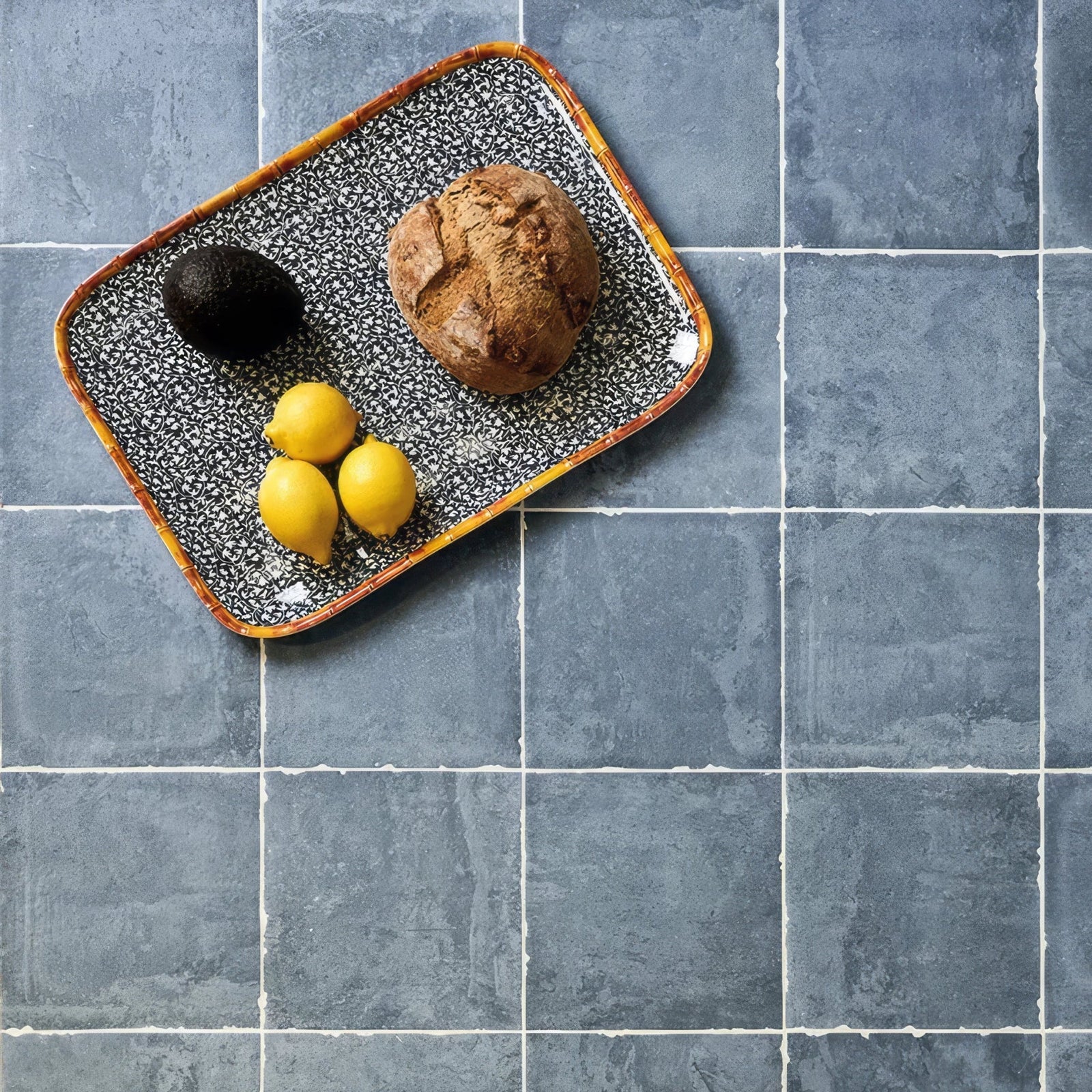 Cuba Porcelain Indigo Field Wall & Floor Tile 20x20cm in a bathroom setting