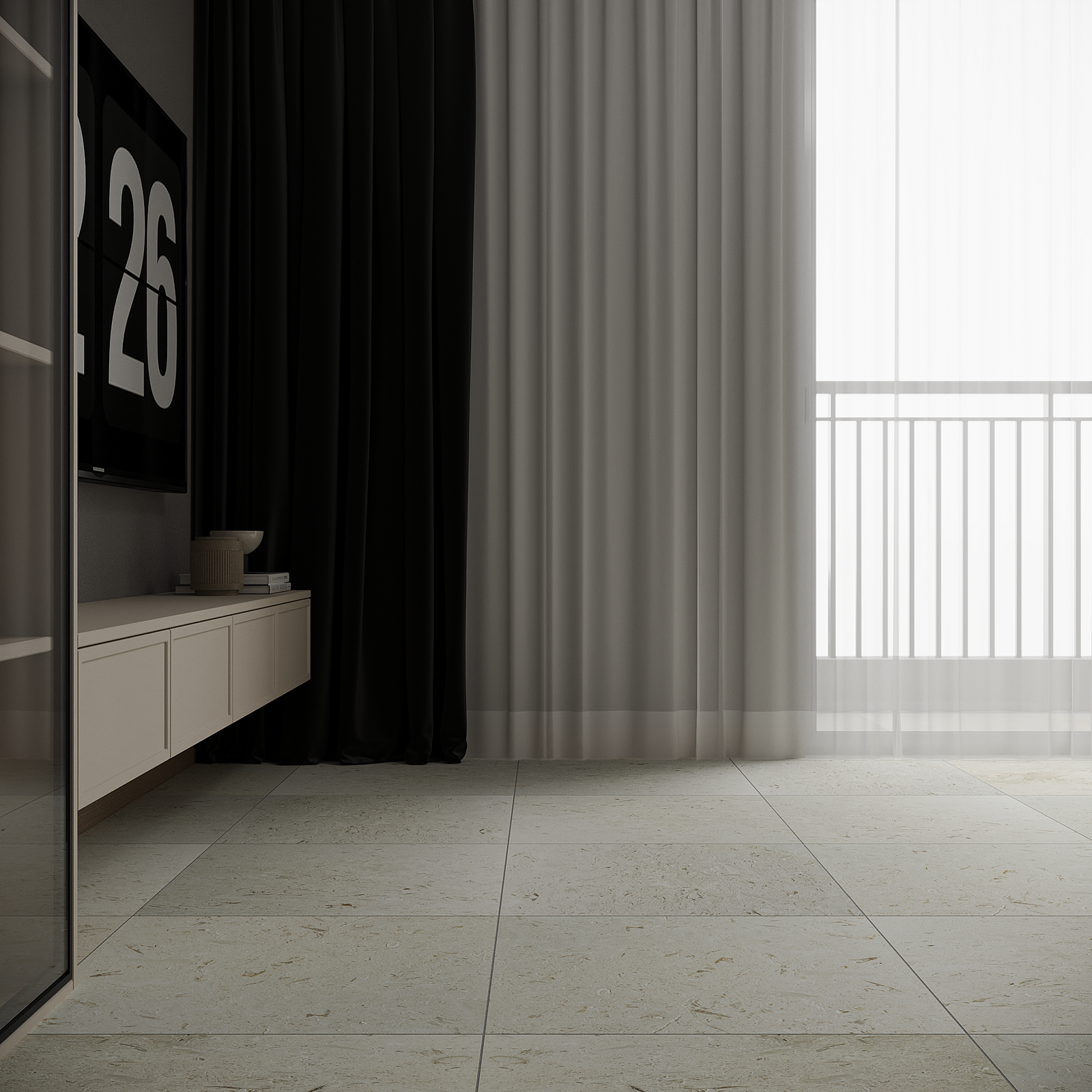 Shellstone limestone planks laid in a half-bond across a floor