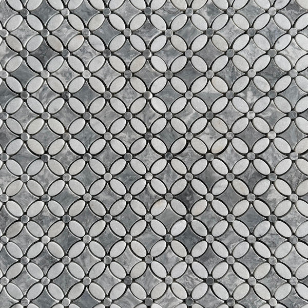 Platinum Grey Polished Marble Flower