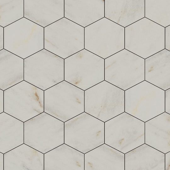 Calacatta Sugar Honed Marble Hexagon Wall & Floor Tile - alternate view