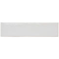 A sleek glossy white dale brick tile with a smooth ceramic finish and rectangular shape
