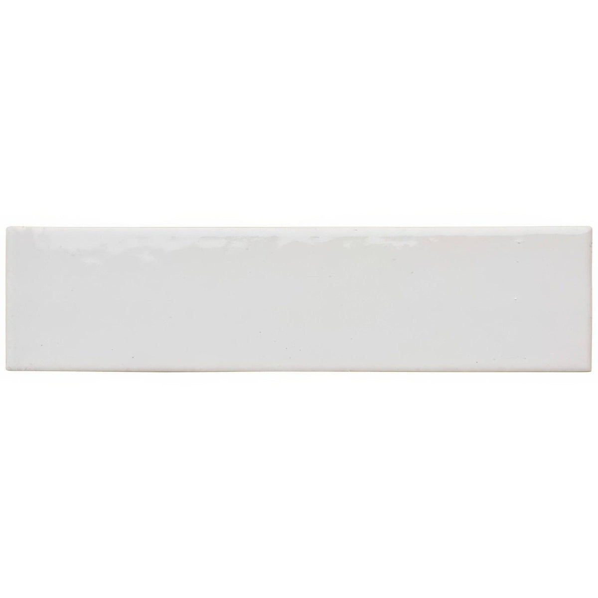 A sleek glossy white dale brick tile with a smooth ceramic finish and rectangular shape