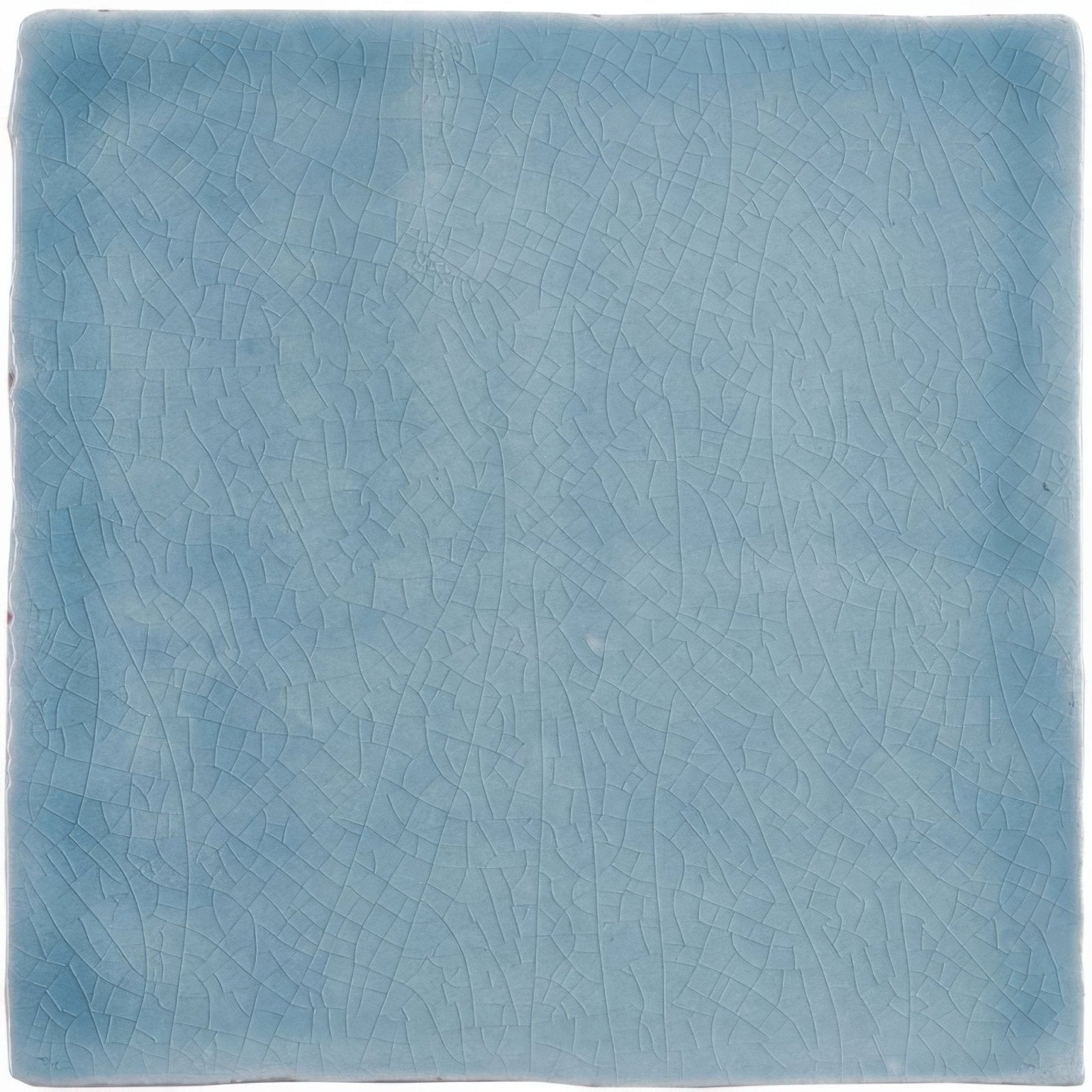Field tile danube is a square light blue ceramic tile with a delicate crackle glaze pattern