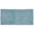 Half tile danube ceramic tile with soft pale blue glaze and delicate crackled surface texture