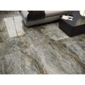 Danubio 1847 Atlantis polished gray and beige marble effect floor tiles with a reflective surface