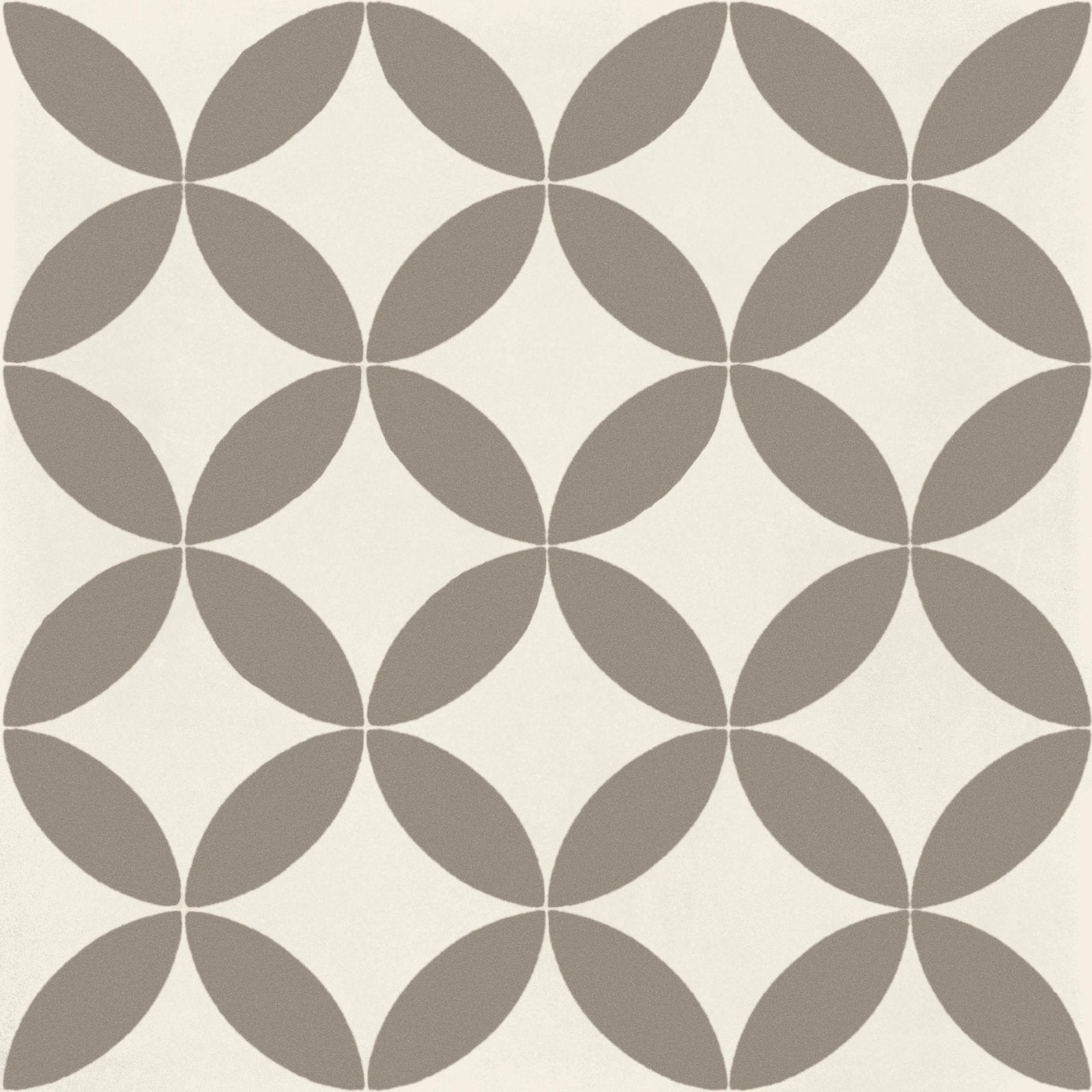 Beige and taupe geometric tile with overlapping oval shapes forming a repeating diamond pattern de-segni mouf 20 x 20cm