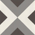Geometric tile desegni mouk 20 x 20 cm with intersecting diagonal stripes in shades of gray and off-white