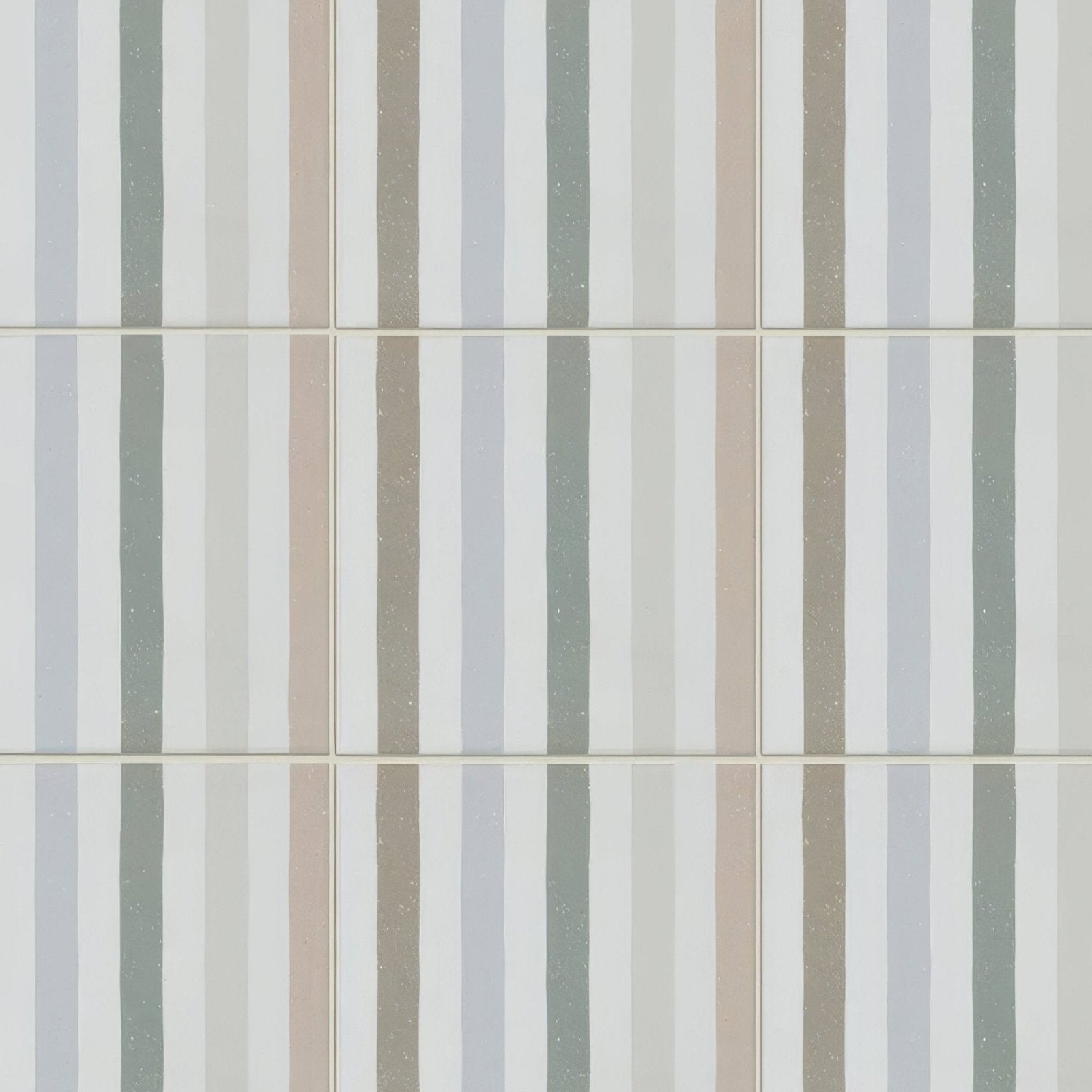 Rectangular ceramic deck chair porcelain pastels tiles with vertical stripes in muted gray beige and soft taupe tones
