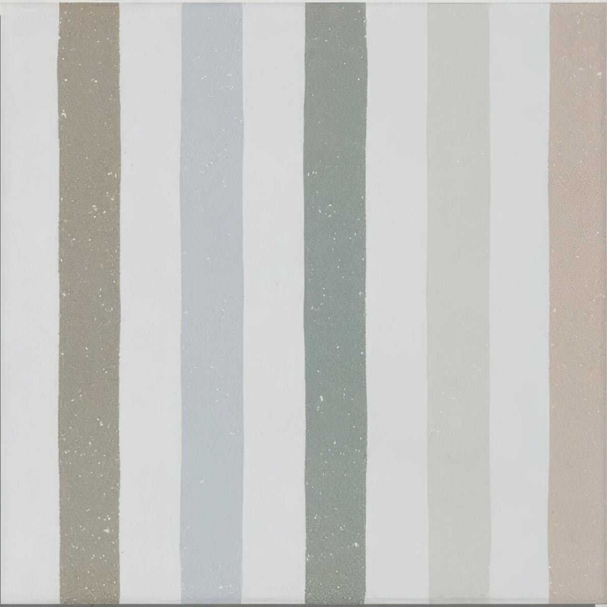 A rectangular porcelain tile with vertical muted earth tone stripes in beige gray and soft taupe for deck chairs