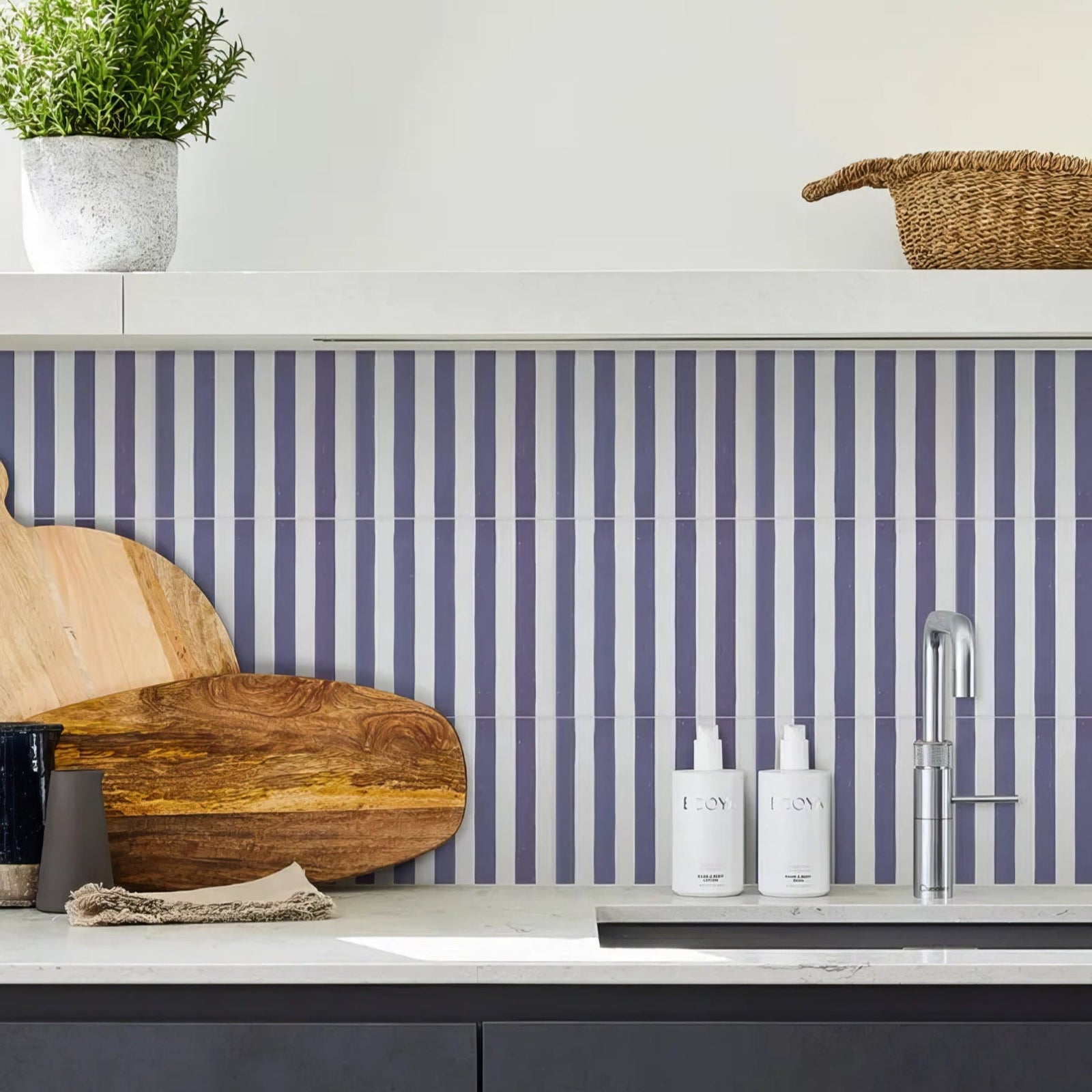 Deck Chair Porcelain Royal Blue Wall & Floor Tile 20x20cm in a bathroom setting