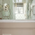 Deco Glass Bell Silver Mosaic silver quatrefoil mirror mosaic with an ornate wall-mounted tap