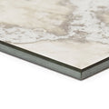Beige and gray marble-effect ceramic deco glass pewter wall tile with textured dark metallic edge