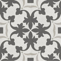 Gray and white ornate patterned tile with vintage floral design from decorata 03 patterned 15 x 15cm tile collection