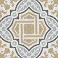 Geometric patterned decorata 06 tile in beige gray and white tones with symmetrical design 15 x 15cm size