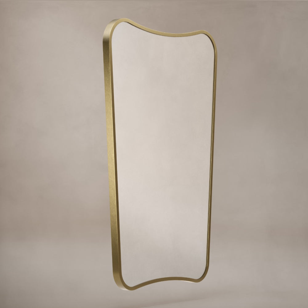 Delphine Curve Mirror 60x90cm in Brushed Brass - Origins Living, view 3