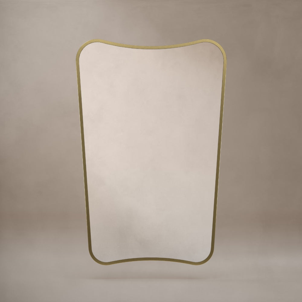 Delphine Curve Mirror 60x90cm in Brushed Brass - Origins Living, view 5