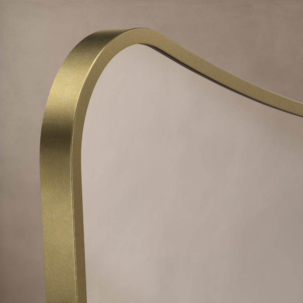 Delphine Curve Mirror 60x90cm in Brushed Brass - Origins Living, view 7