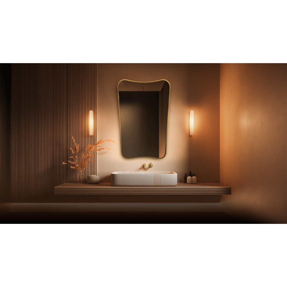 Delphine Curve Mirror 60x90cm in Brushed Brass - Origins Living, view 2