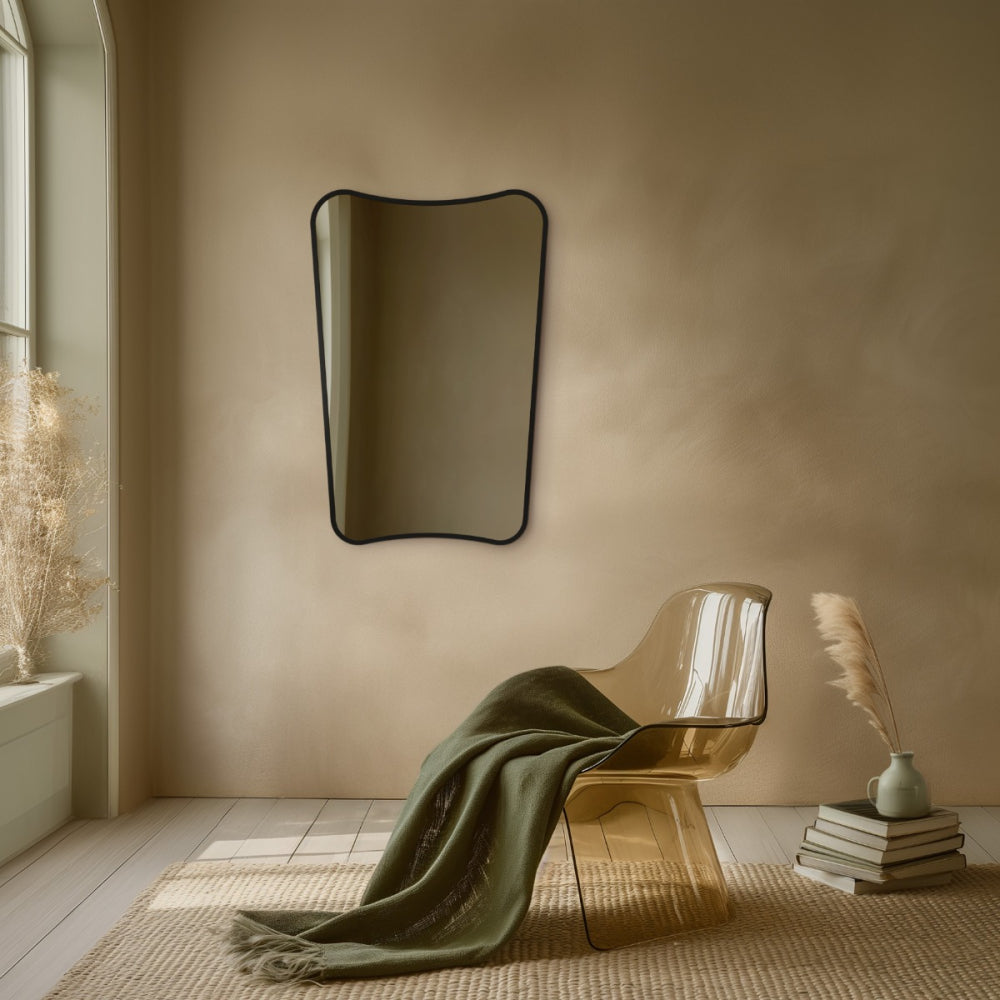 Delphine Curve Mirror 60x90cm in Black - Origins Living