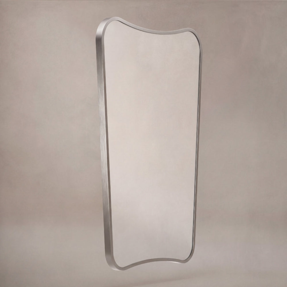 Delphine Curve Mirror 60x90cm in Brushed Nickel - Origins Living, view 2