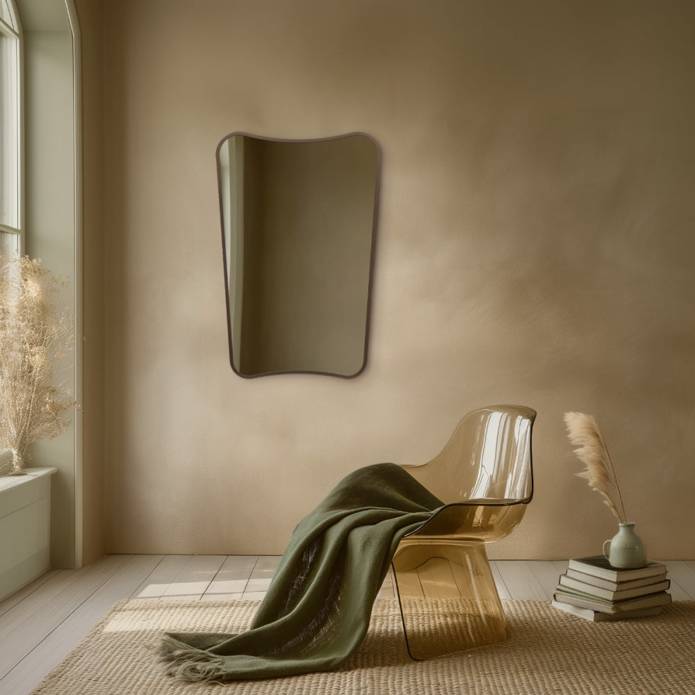 Delphine Curve Mirror 60x90cm in Brushed Bronze - Origins Living