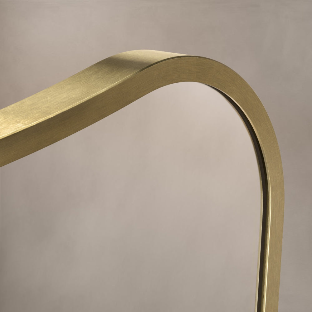 Delphine Curve Mirror 120x70cm in Brushed Brass - Origins Living, view 3