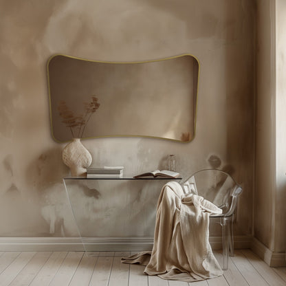 Delphine Curve Mirror 120x70cm in Brushed Brass - Origins Living