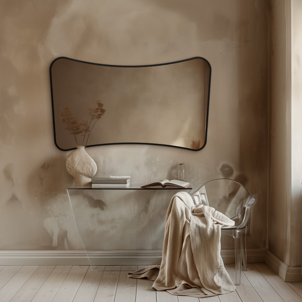 Delphine Curve Mirror 120x70cm in Black - Origins Living