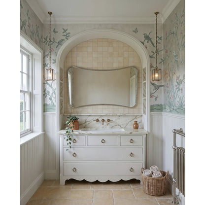 Delphine Curve Mirror 120x70cm in Brushed Nickel - Origins Living