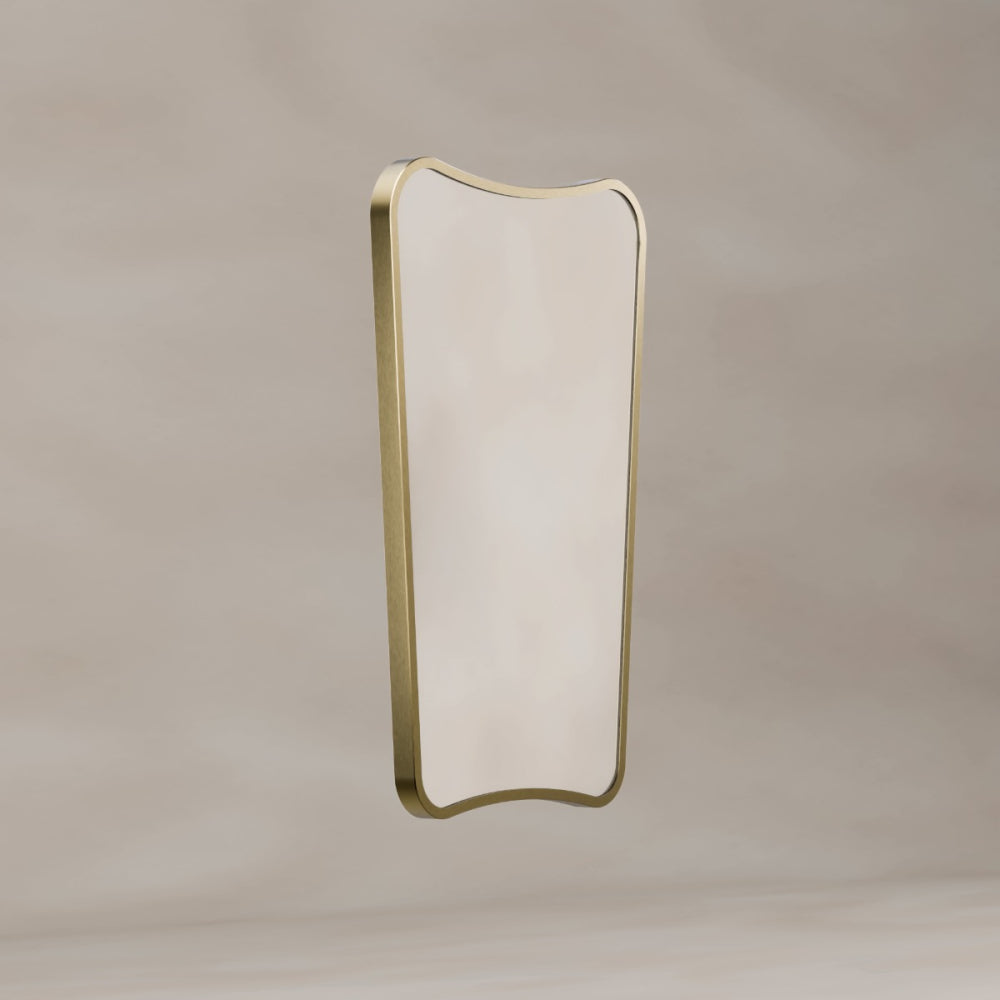 Delphine Curve Mirror 45x70cm in Brushed Brass - Origins Living, view 2