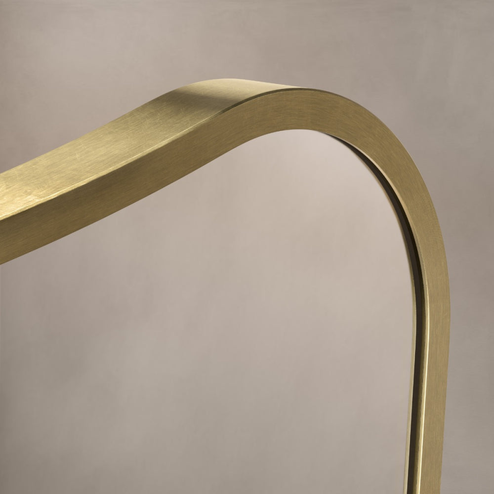 Delphine Curve Mirror 45x70cm in Brushed Brass - Origins Living, view 3