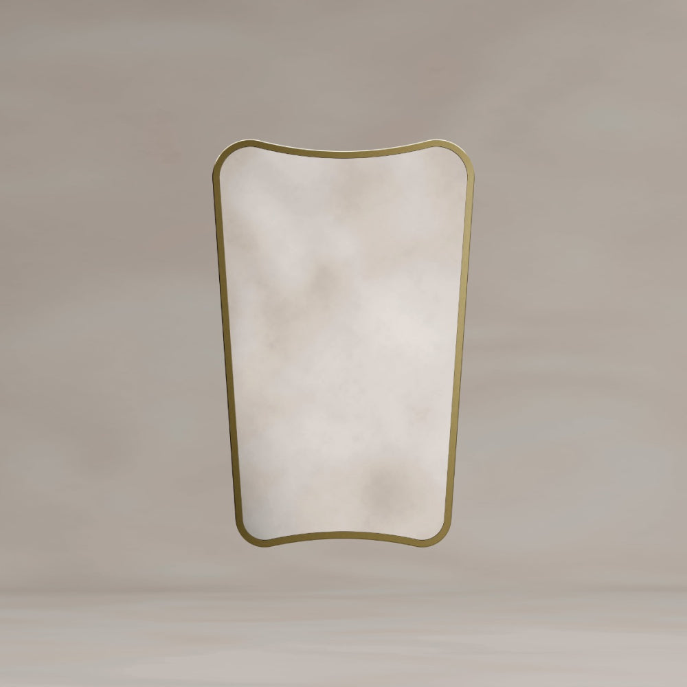 Delphine Curve Mirror 45x70cm in Brushed Brass - Origins Living, view 4