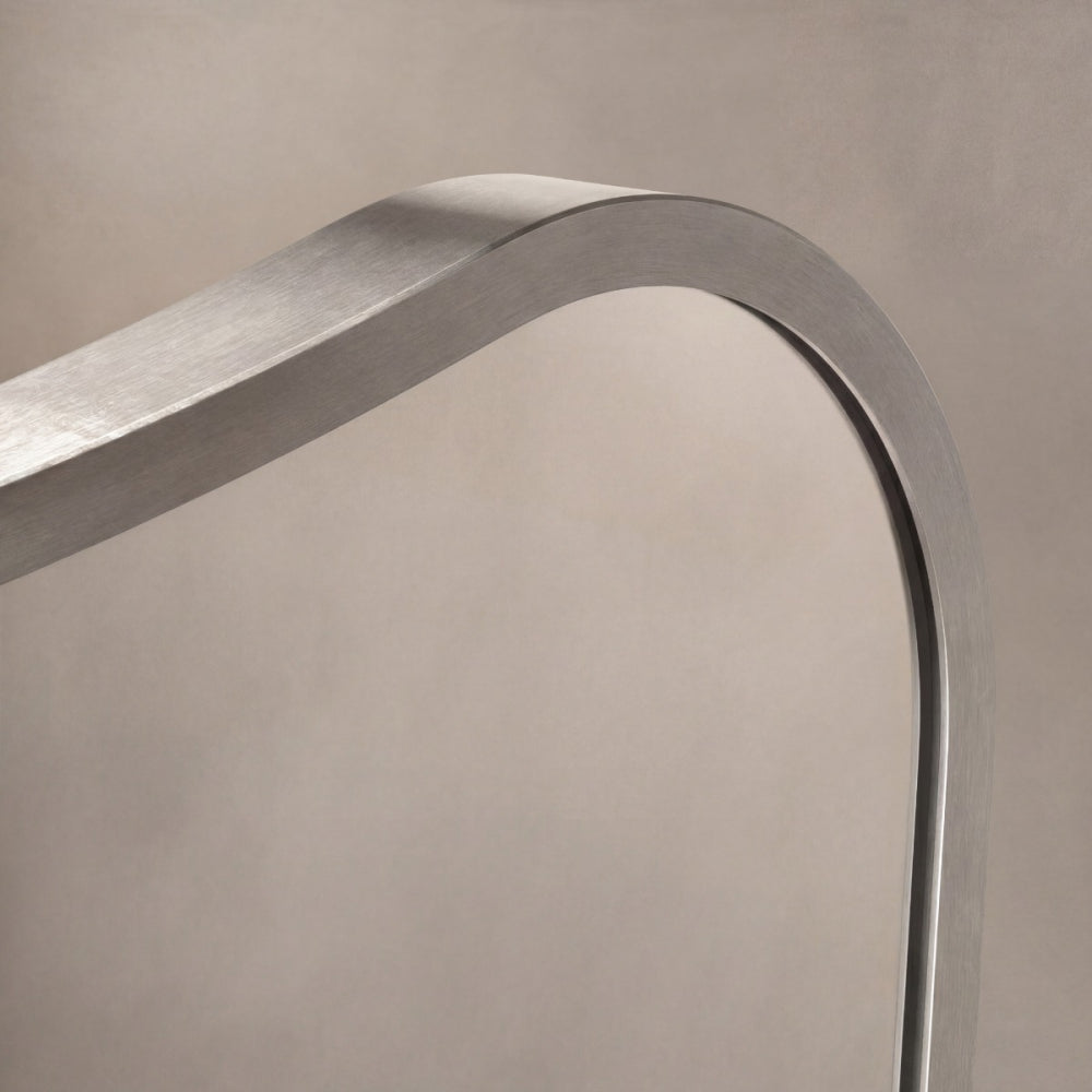 Delphine Curve Mirror 45x70cm in Brushed Nickel - Origins Living, view 6