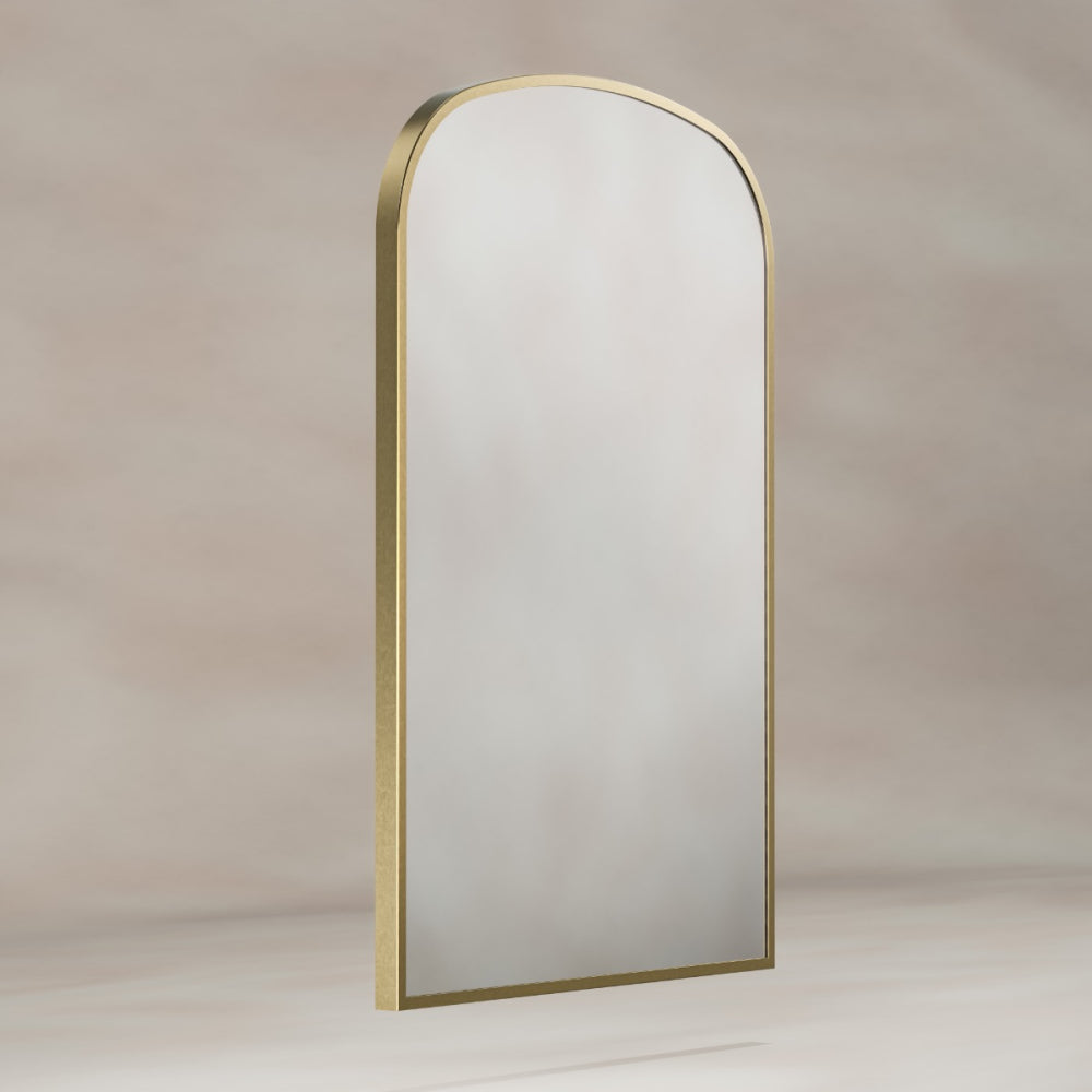 Delphine Overmantel Arch Mirror 60x90cm in Brushed Brass - Origins Living, view 2