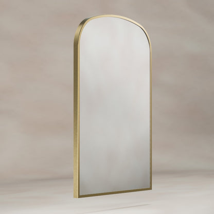 Delphine Overmantel Arch Mirror 60x90cm in Brushed Brass - Origins Living, view 2
