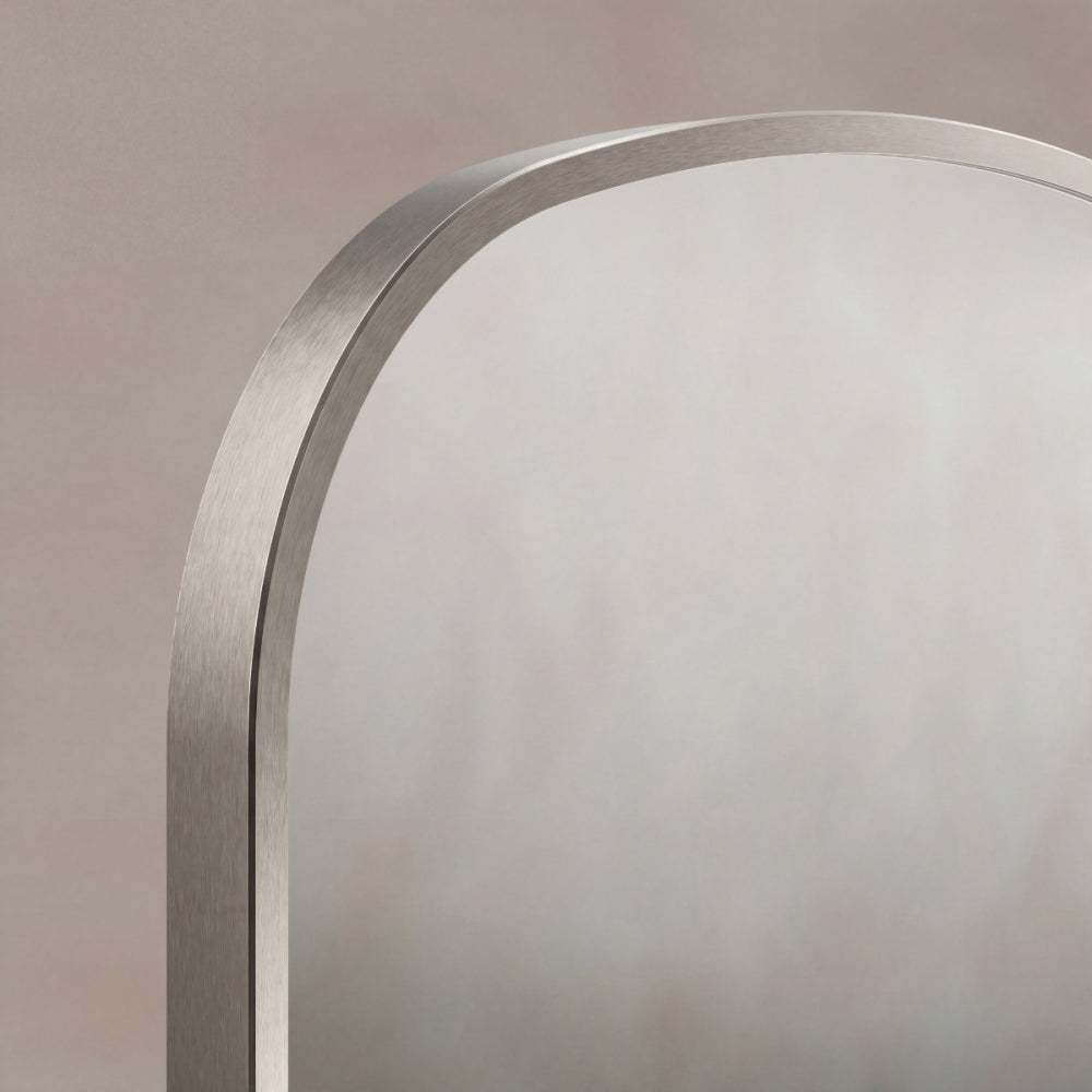 Delphine Overmantel Arch Mirror 60x90cm in Brushed Nickel - Origins Living, view 4