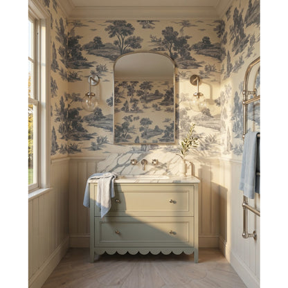 Delphine Overmantel Arch Mirror 60x90cm in Brushed Nickel - Origins Living