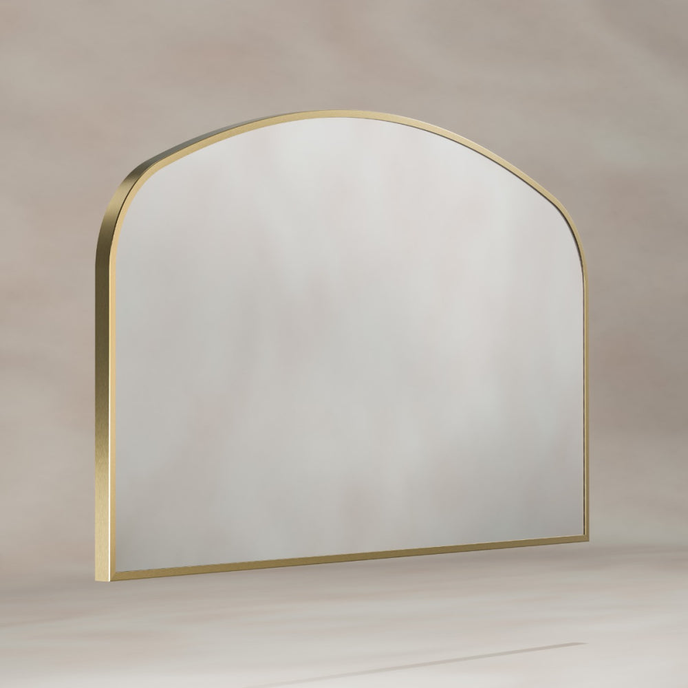 Delphine Overmantel Arch Mirror 120x70cm in Brushed Brass - Origins Living, view 2
