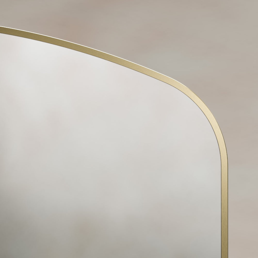 Delphine Overmantel Arch Mirror 120x70cm in Brushed Brass - Origins Living, view 6