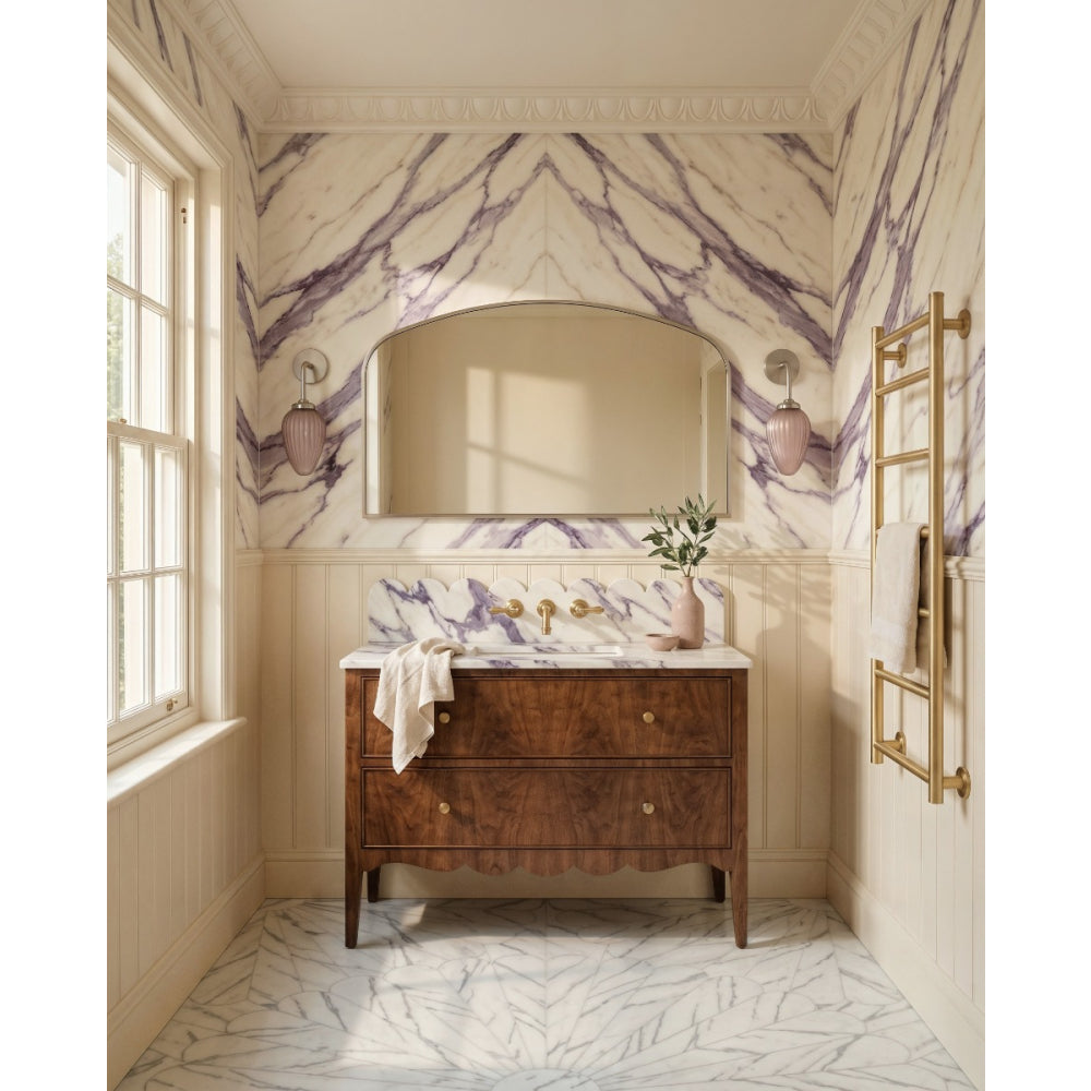 Delphine Overmantel Arch Mirror 120x70cm in Brushed Nickel - Origins Living