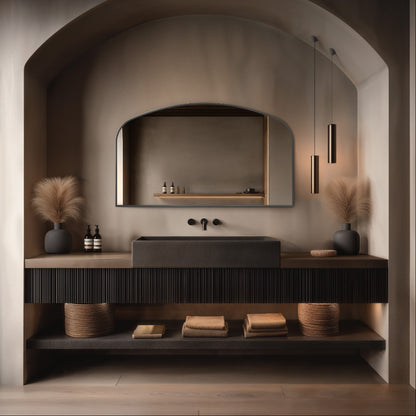 Delphine Overmantel Arch Mirror 120x70cm in Gunmetal - Origins Living