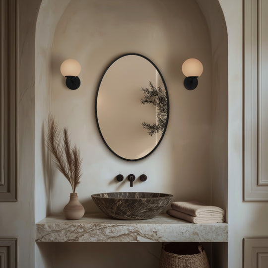 Delphine Oval Mirror 55x80cm in Black - Origins Living