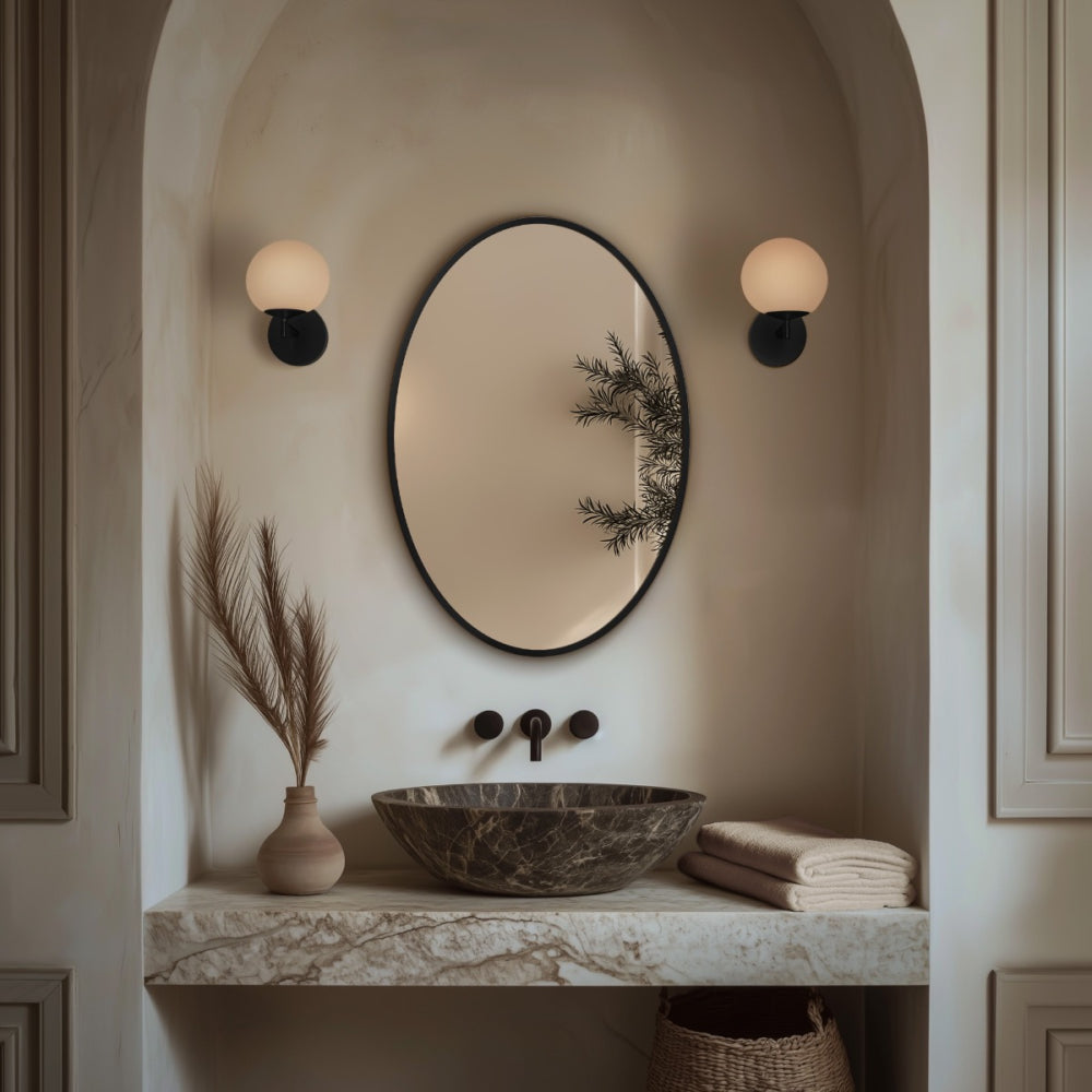 Delphine Oval Mirror 55x80cm in Black - Origins Living