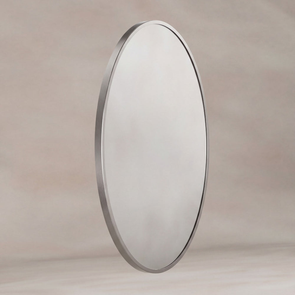 Delphine Oval Mirror 55x80cm in Brushed Nickel - Origins Living, view 2