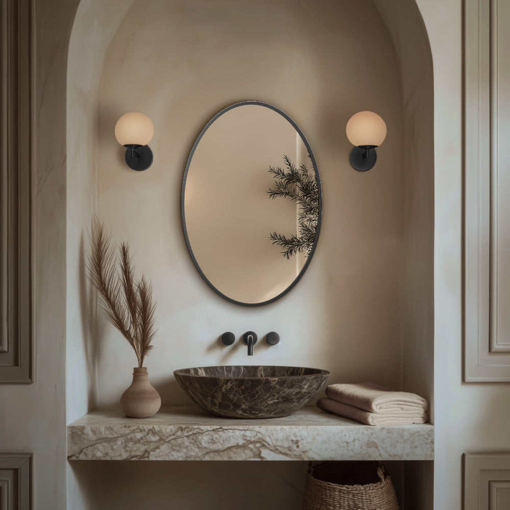 Delphine Oval Mirror 55x80cm in Gunmetal - Origins Living