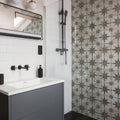 Delicate wall ceramic metro gray star-patterned bathroom tiles with subtle metallic sheen for wall decoration
